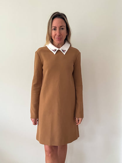 Maje Ragone Dress with Embellished Collar - Size UK 8