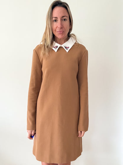 Maje Ragone Dress with Embellished Collar - Size UK 8