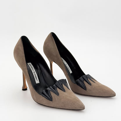 Manolo Blahnik Arletti Suede Pumps - Size 38