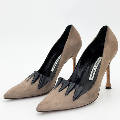 Manolo Blahnik Arletti Suede Pumps - Size 38