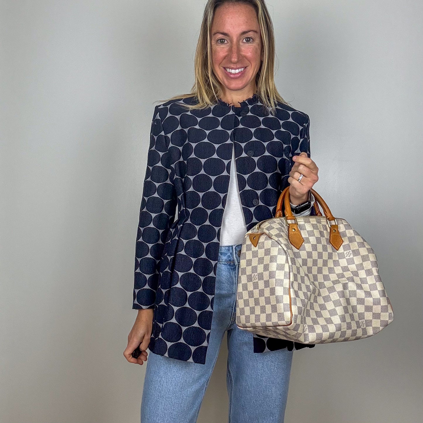 Marni Navy Polka Dot Jacquard Jacket - Size 38