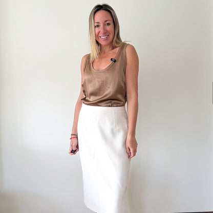 Max Mara Ecru Pencil Skirt - Size 12