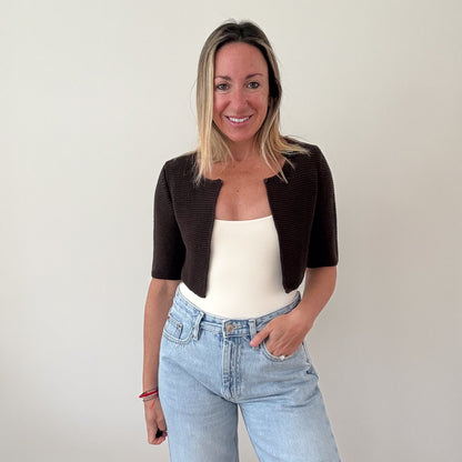 Max Mara Cropped Textured Knit Cardigan - Size S