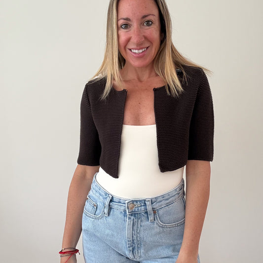 Max Mara Cropped Textured Knit Cardigan - Size S