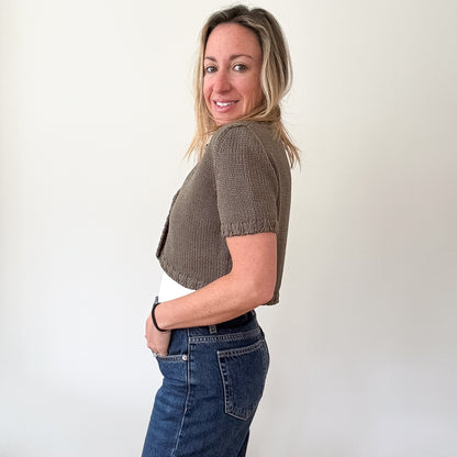 Max Mara Khaki Cropped Knit Cardigan - Size M