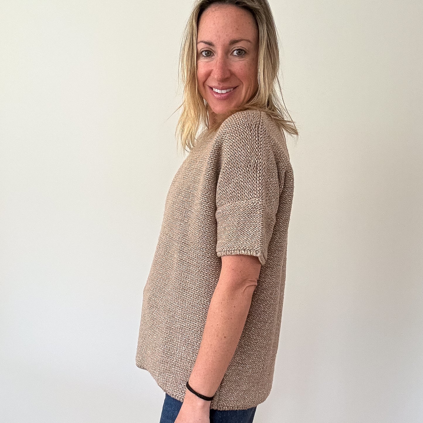 Max Mara Metallic Thread Textured Knit Sweater - Size S