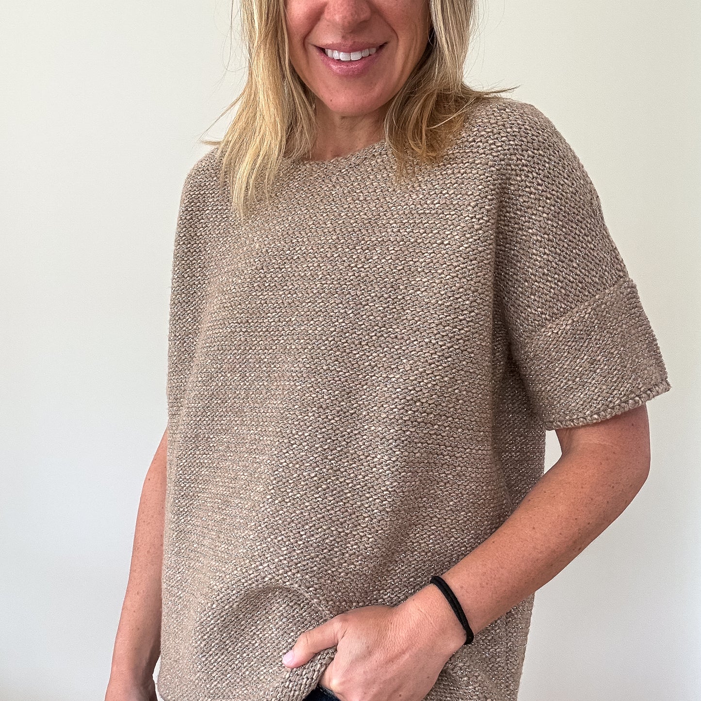 Max Mara Metallic Thread Textured Knit Sweater - Size S