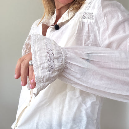 ME+EM White Lace Detail Cotton Blouse - Size 6