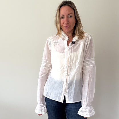 ME+EM White Lace Detail Cotton Blouse - Size 6