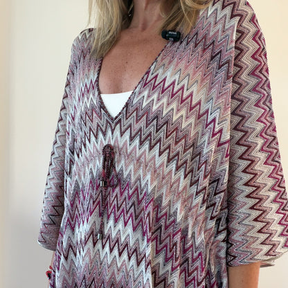 Missoni Metallic Zigzag Knit Fringe Poncho (RRP £550) | Authentic Preloved