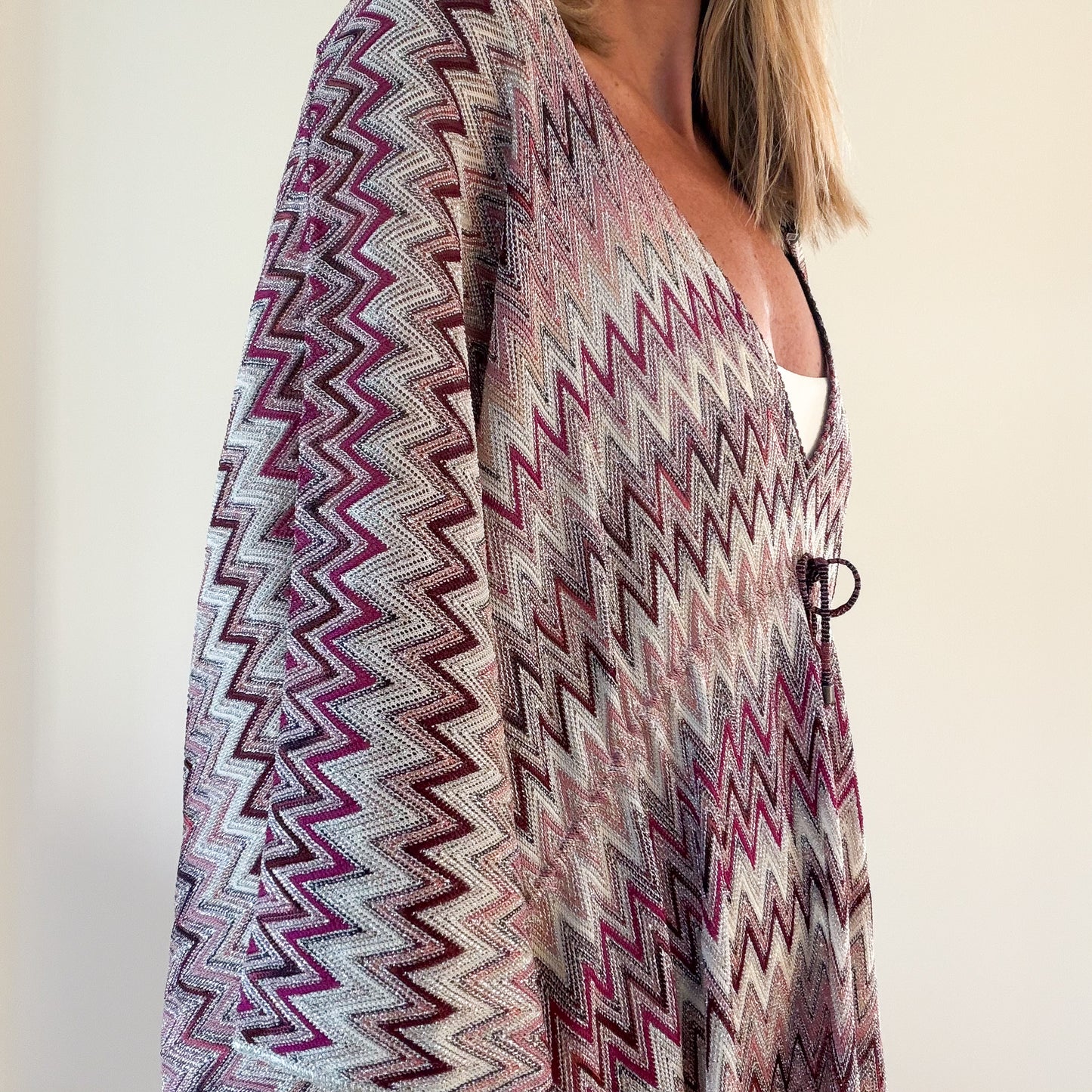 Missoni Metallic Zigzag Knit Fringe Poncho (RRP £550) | Authentic Preloved