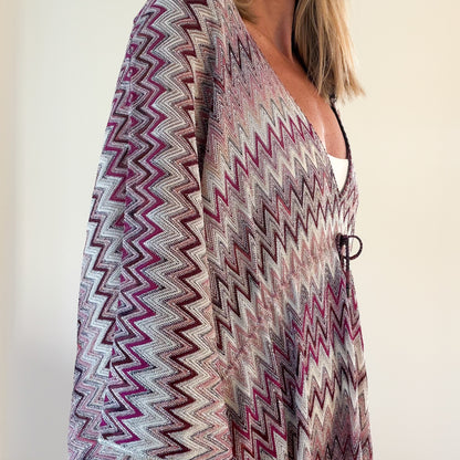 Missoni Metallic Zigzag Knit Fringe Poncho (RRP £550) | Authentic Preloved