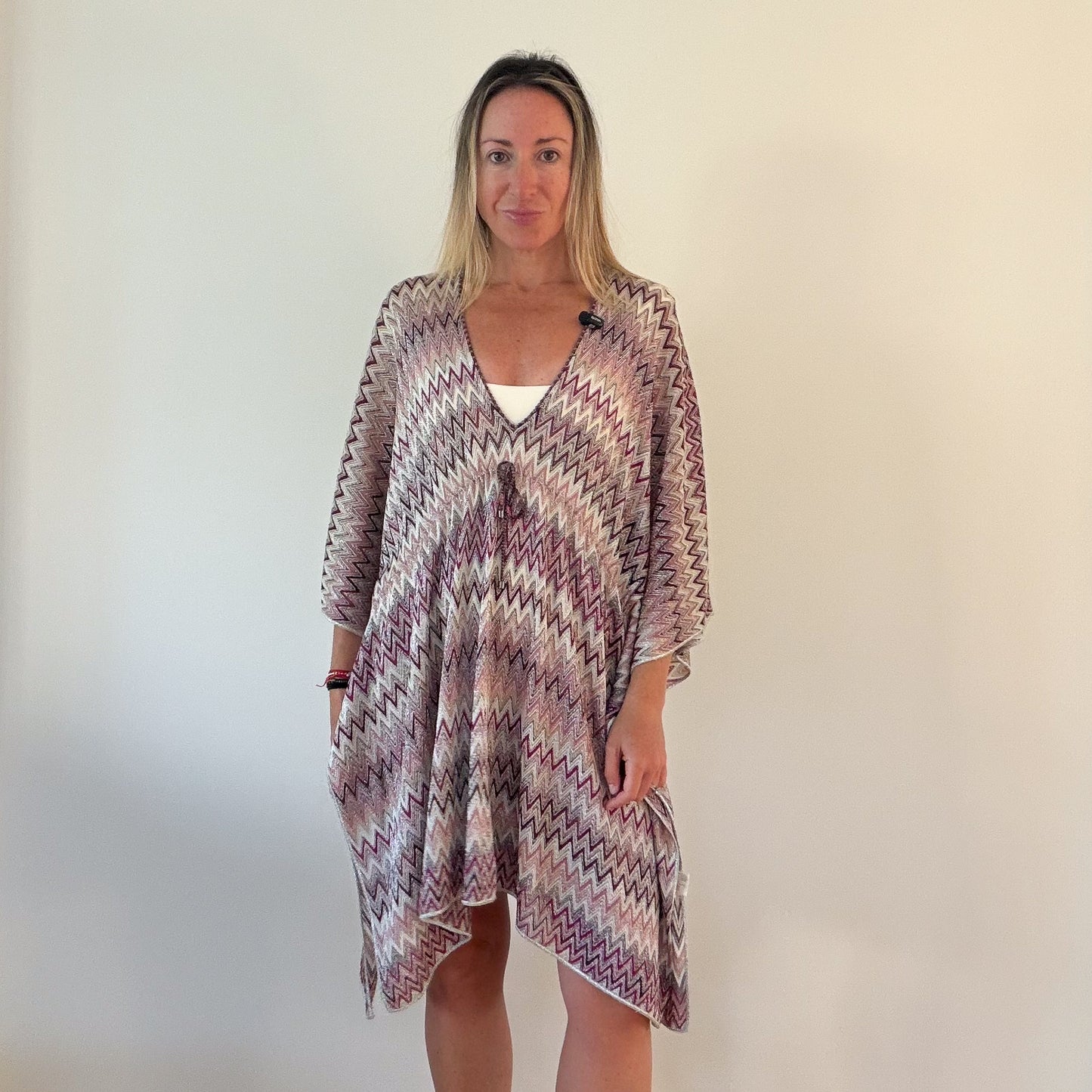 Missoni Metallic Zigzag Knit Fringe Poncho (RRP £550) | Authentic Preloved
