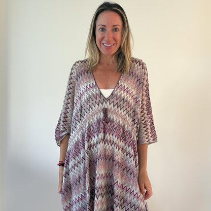 Missoni Metallic Zigzag Knit Fringe Poncho (RRP £550) | Authentic Preloved