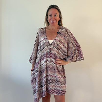 Missoni Metallic Zigzag Knit Fringe Poncho (RRP £550) | Authentic Preloved