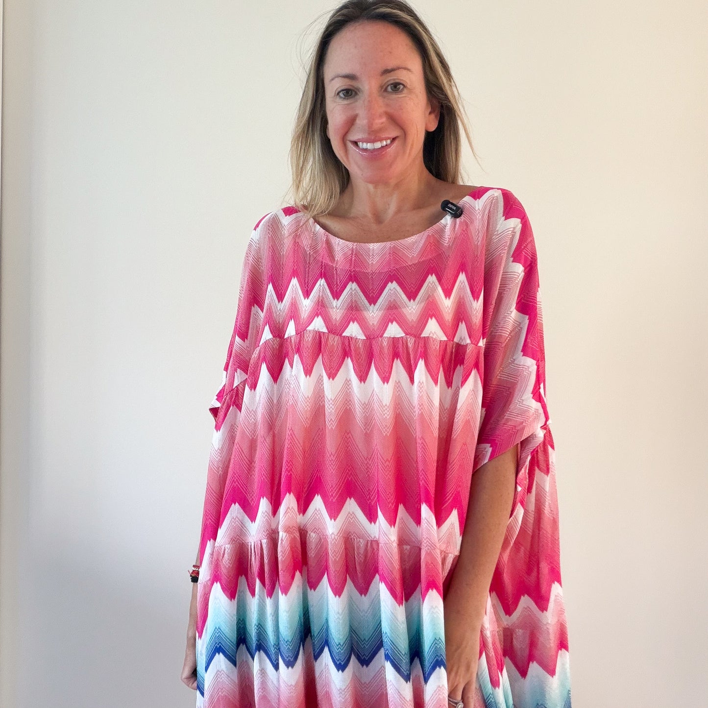 Missoni Pink Blue Zigzag Print Tunic Poncho (RRP £450) | Authentic Preloved