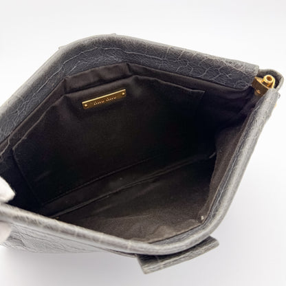 Miu Miu Grey Croc-Effect Leather Clutch & Crossbody Bag