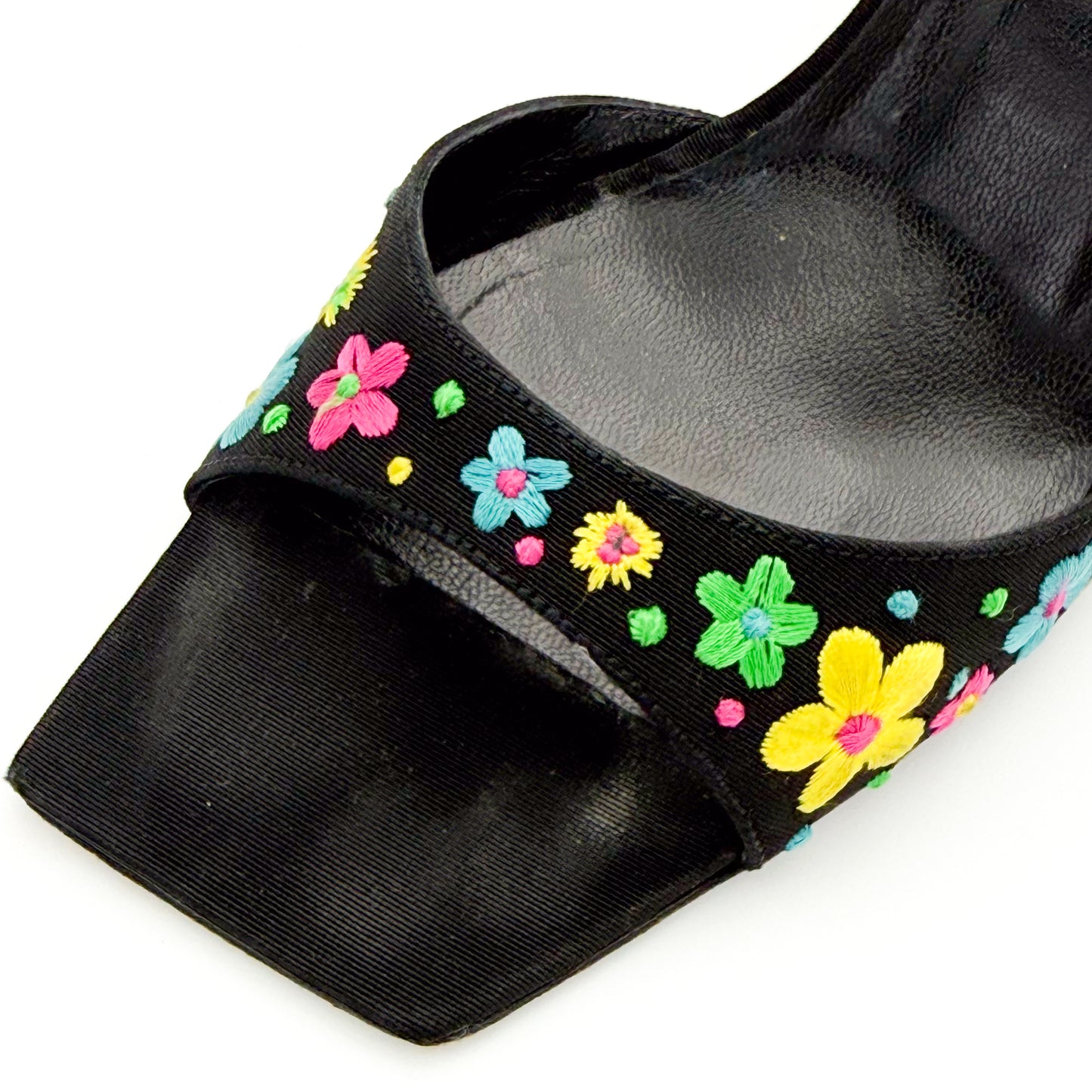 Moschino Square Toe Embroidered Sandals - Size 37