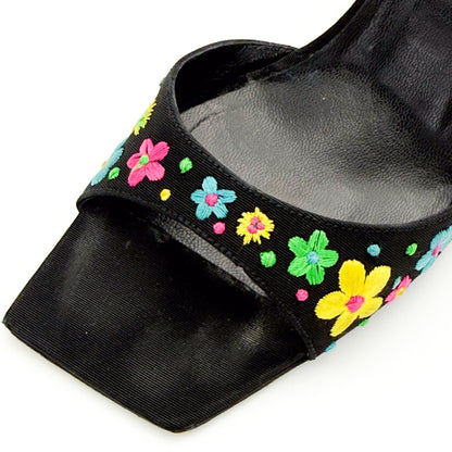 Moschino Square Toe Embroidered Sandals - Size 37