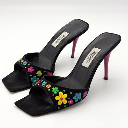 Moschino Square Toe Embroidered Sandals - Size 37