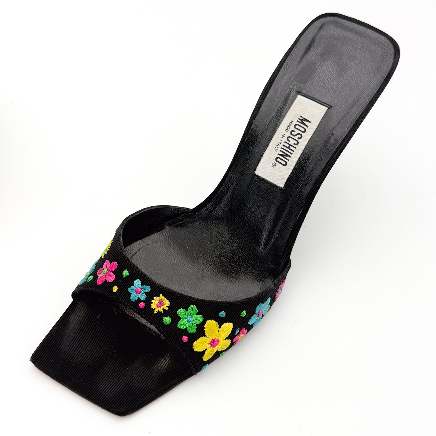 Moschino Square Toe Embroidered Sandals - Size 37