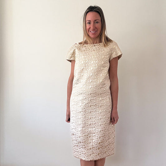 Moschino Gold Silk Lamé Blend Dress - Size 12