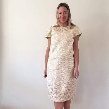 Moschino Gold Silk Lamé Blend Dress - Size 12