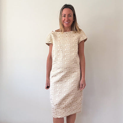 Moschino Gold Silk Lamé Blend Dress - Size 12