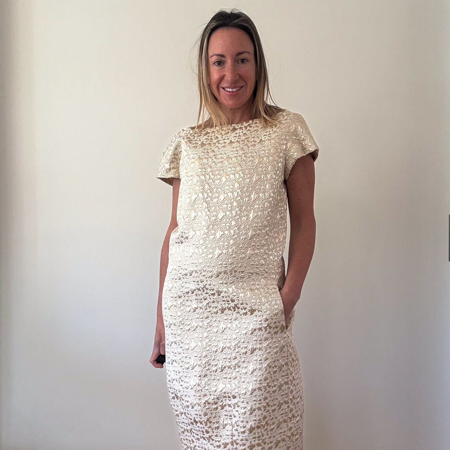 Moschino Gold Silk Lamé Blend Dress - Size 12