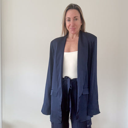 Nouvelle Silk95Five Navy Silk LA Blazer - Size M
