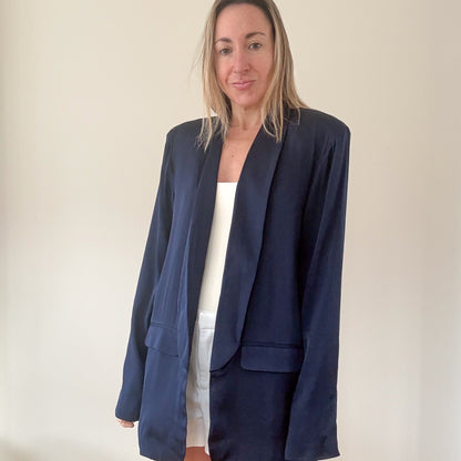 Nouvelle Silk95Five Navy Silk LA Blazer - Size M