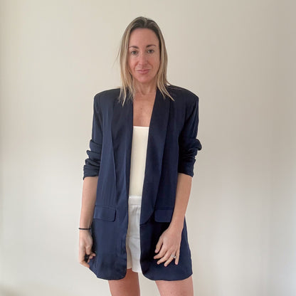 Nouvelle Silk95Five Navy Silk LA Blazer - Size M