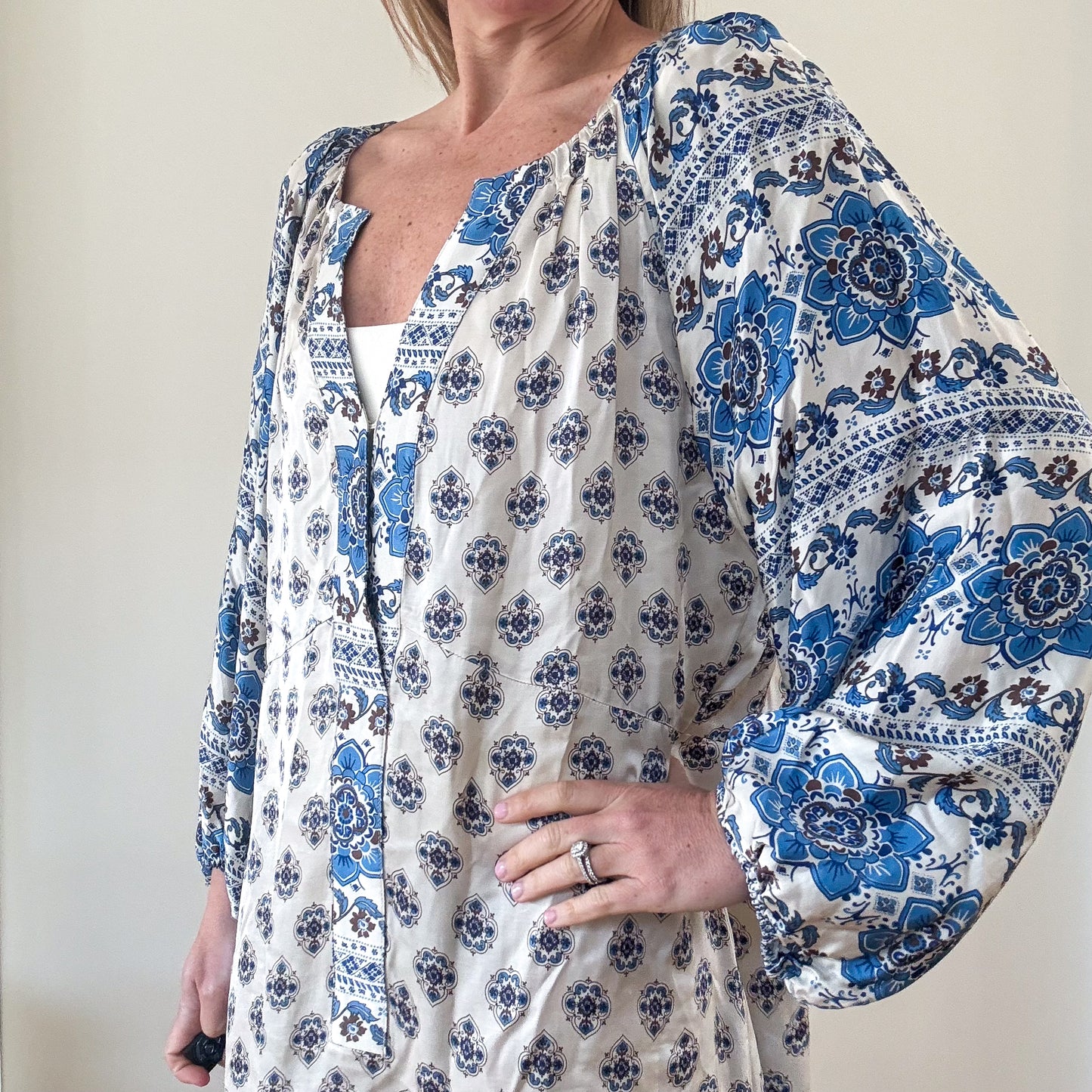 Odd Molly Blue and White Printed Maxi - Size 3