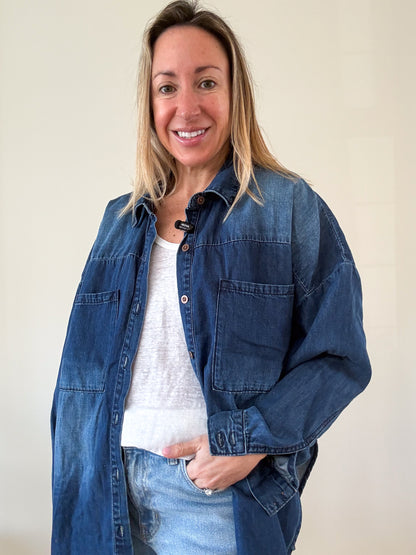 One Teaspoon Oversized Chambray Shirt - Size XS