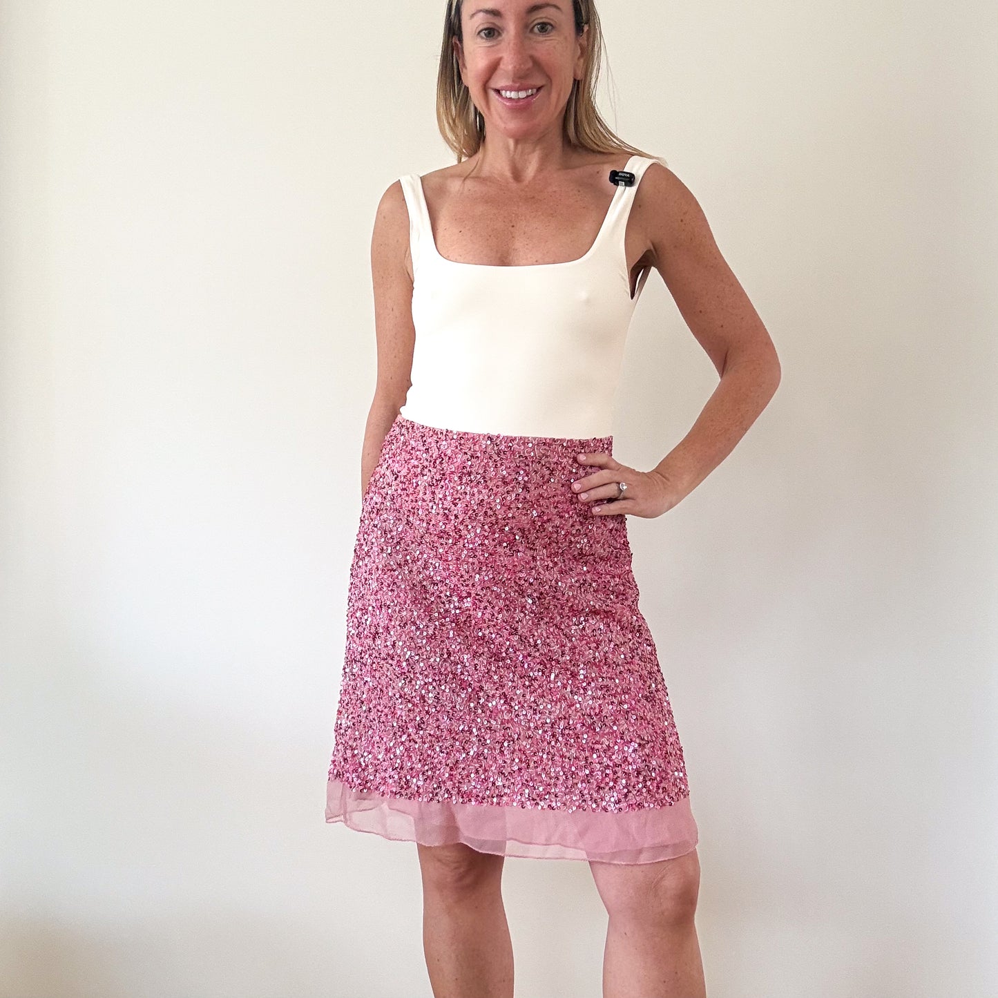 P.A.R.O.S.H. Pink Sequin Skirt - Size M