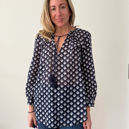 Paige Printed Cotton Top - Size Small