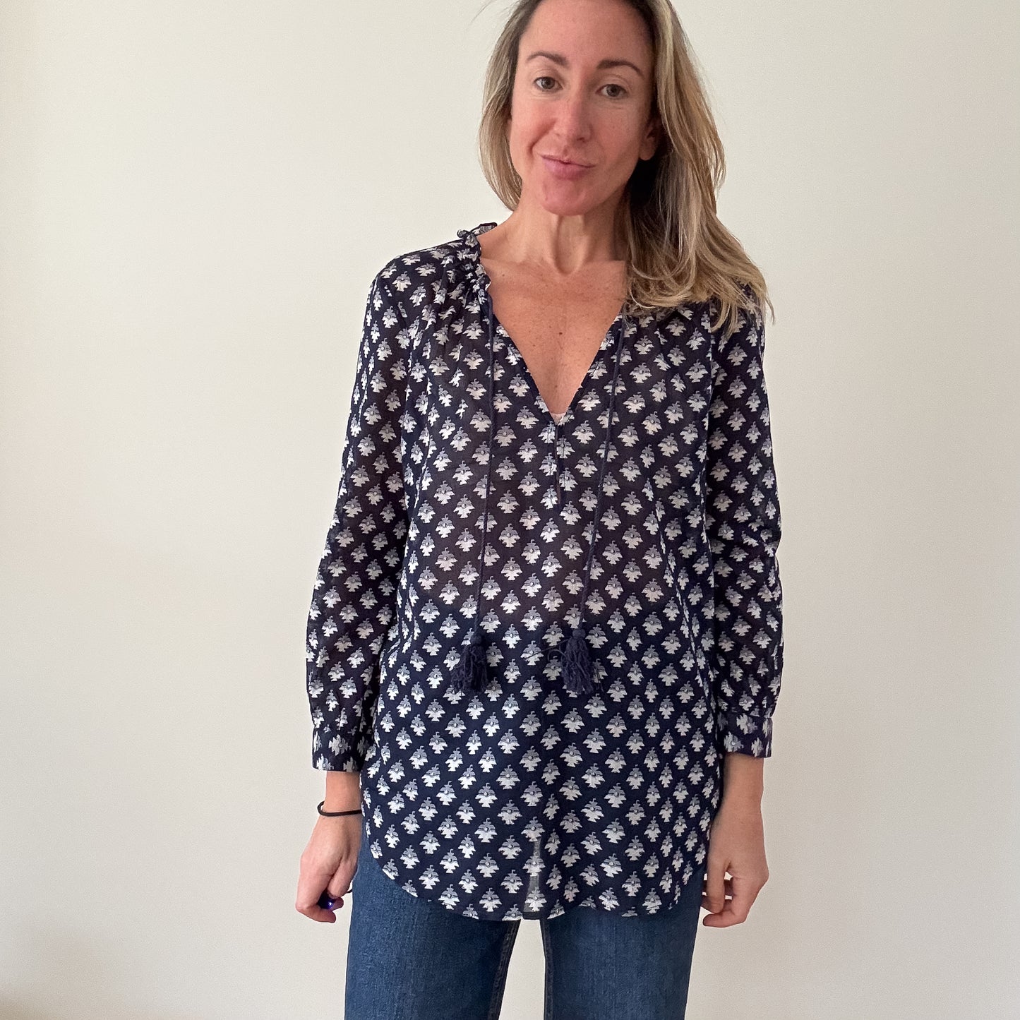 Paige Printed Cotton Top - Size Small