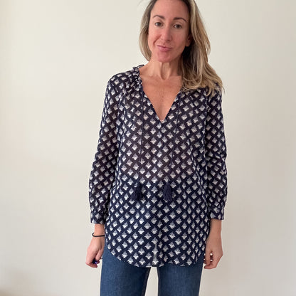 Paige Printed Cotton Top - Size Small