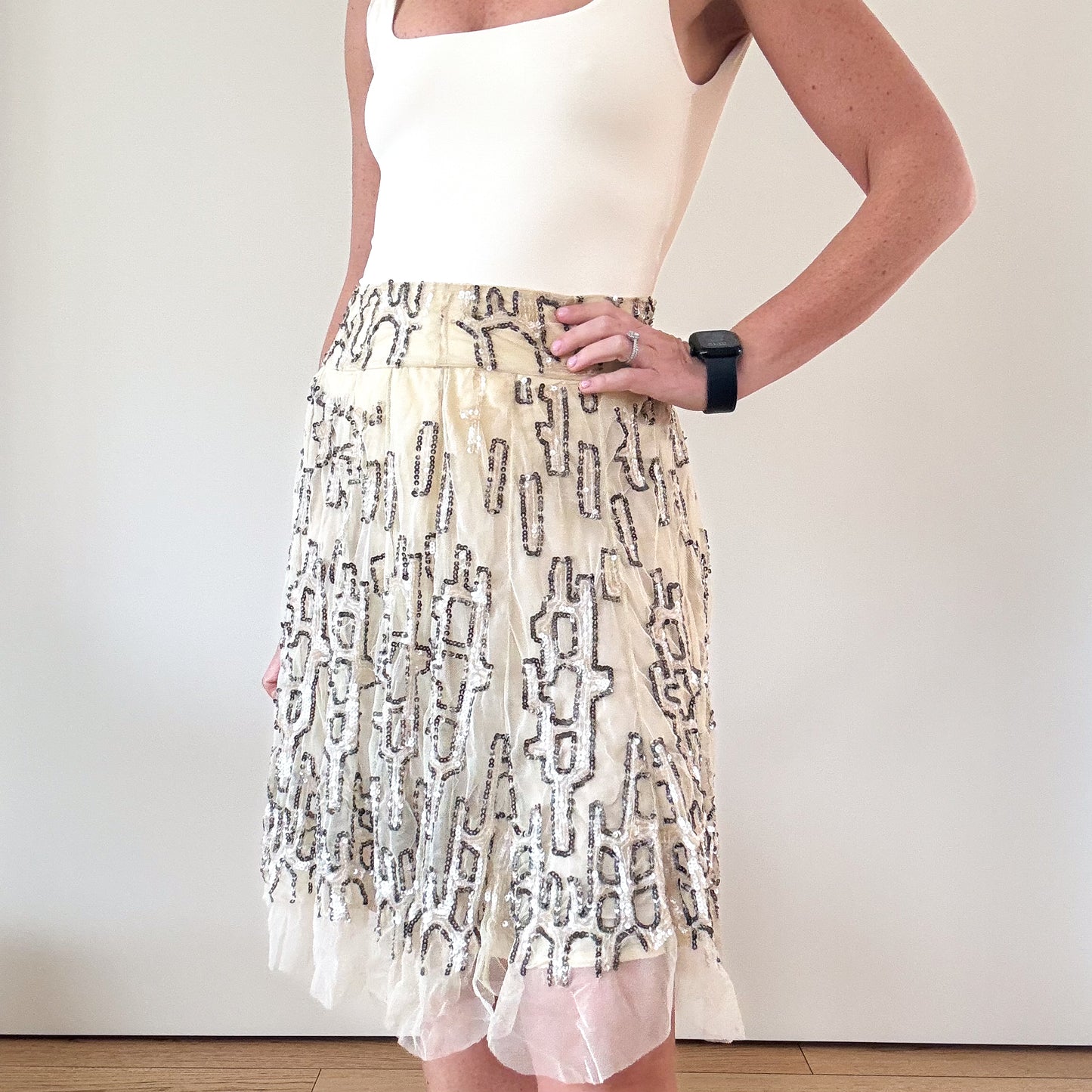P.A.R.O.S.H. Embellished Tulle Sequin Skirt - Size M
