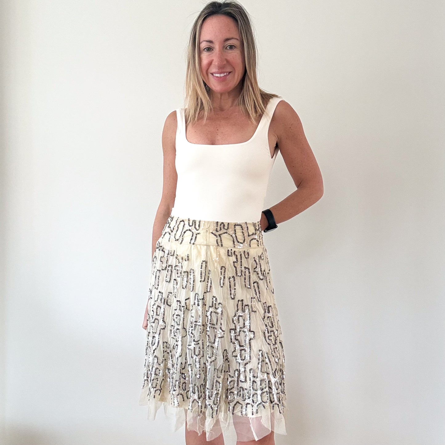 P.A.R.O.S.H. Embellished Tulle Sequin Skirt - Size M