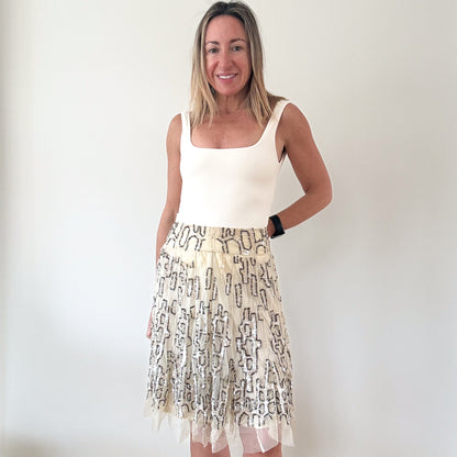 P.A.R.O.S.H. Embellished Tulle Sequin Skirt - Size M