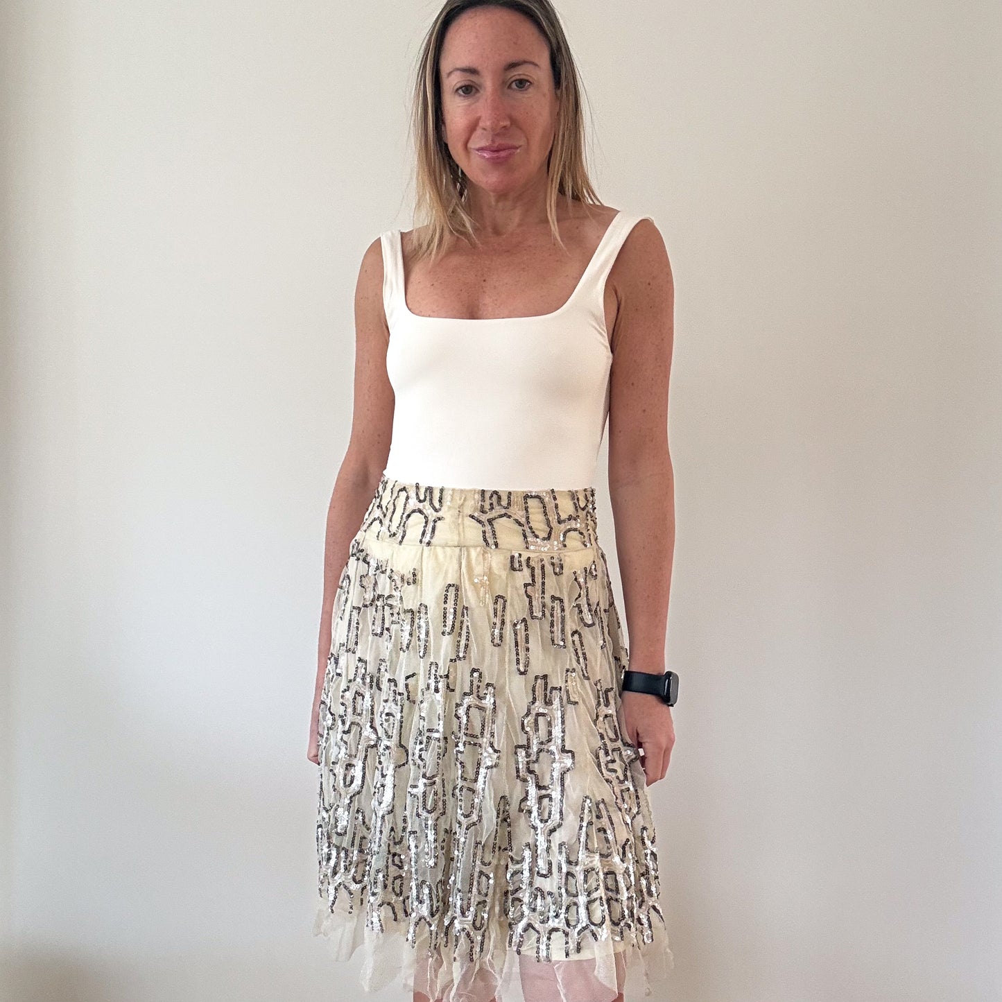P.A.R.O.S.H. Embellished Tulle Sequin Skirt - Size M