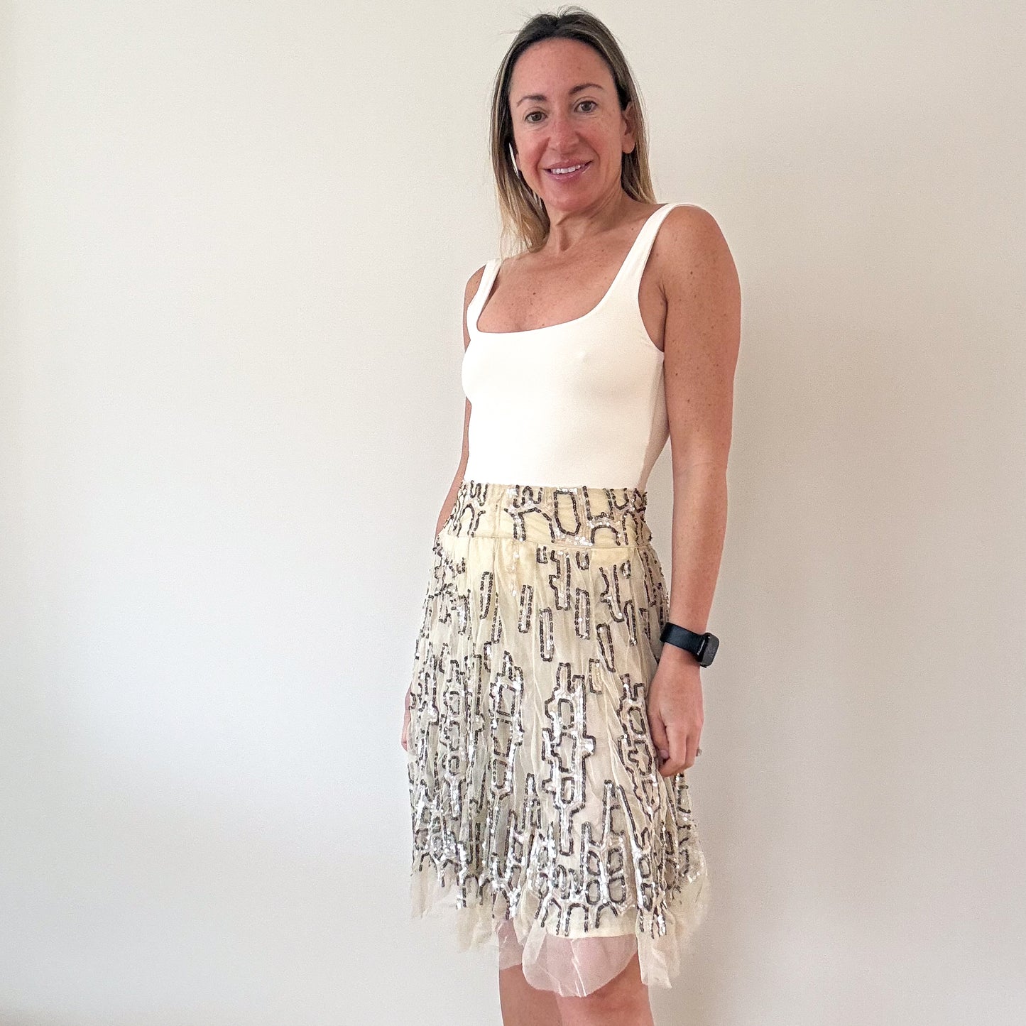 P.A.R.O.S.H. Embellished Tulle Sequin Skirt - Size M