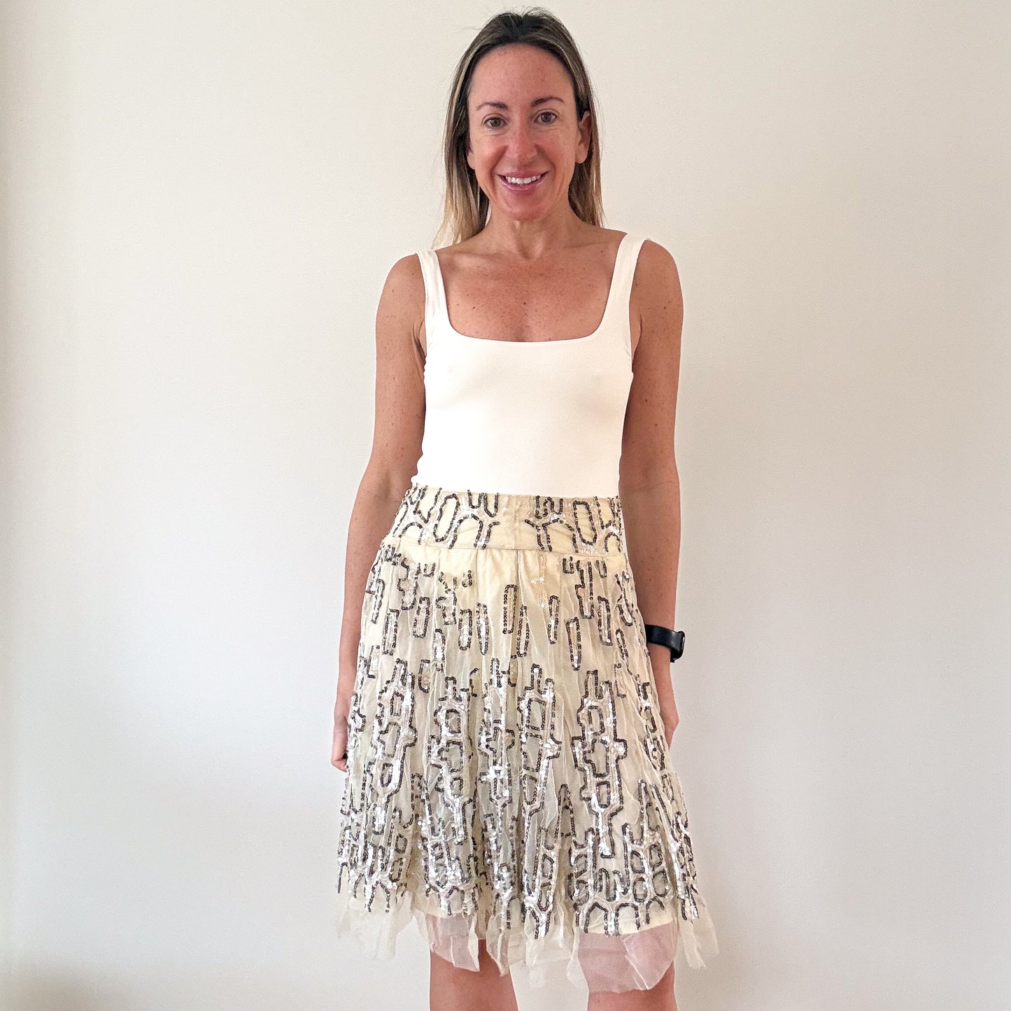 P.A.R.O.S.H. Embellished Tulle Sequin Skirt - Size M