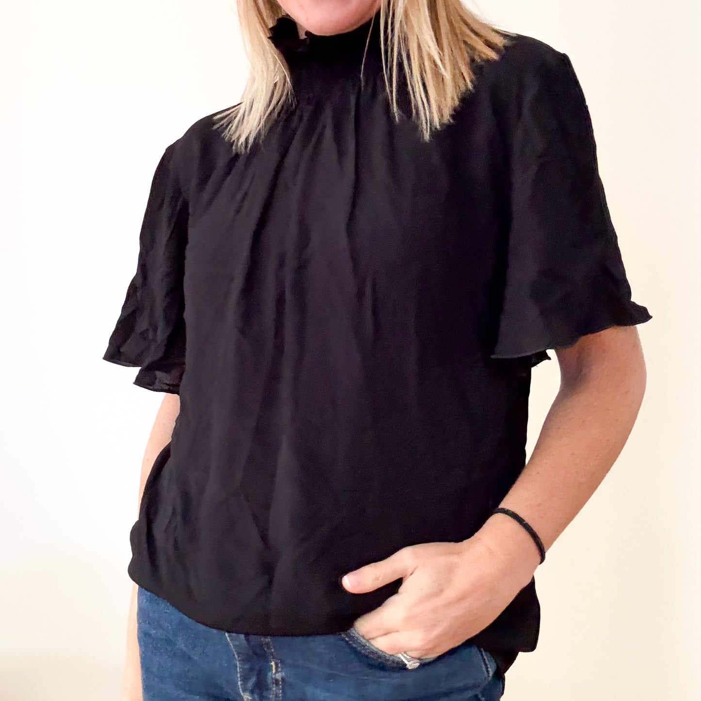Patrizia Pepe Black High-Neck Blouse - Size 12