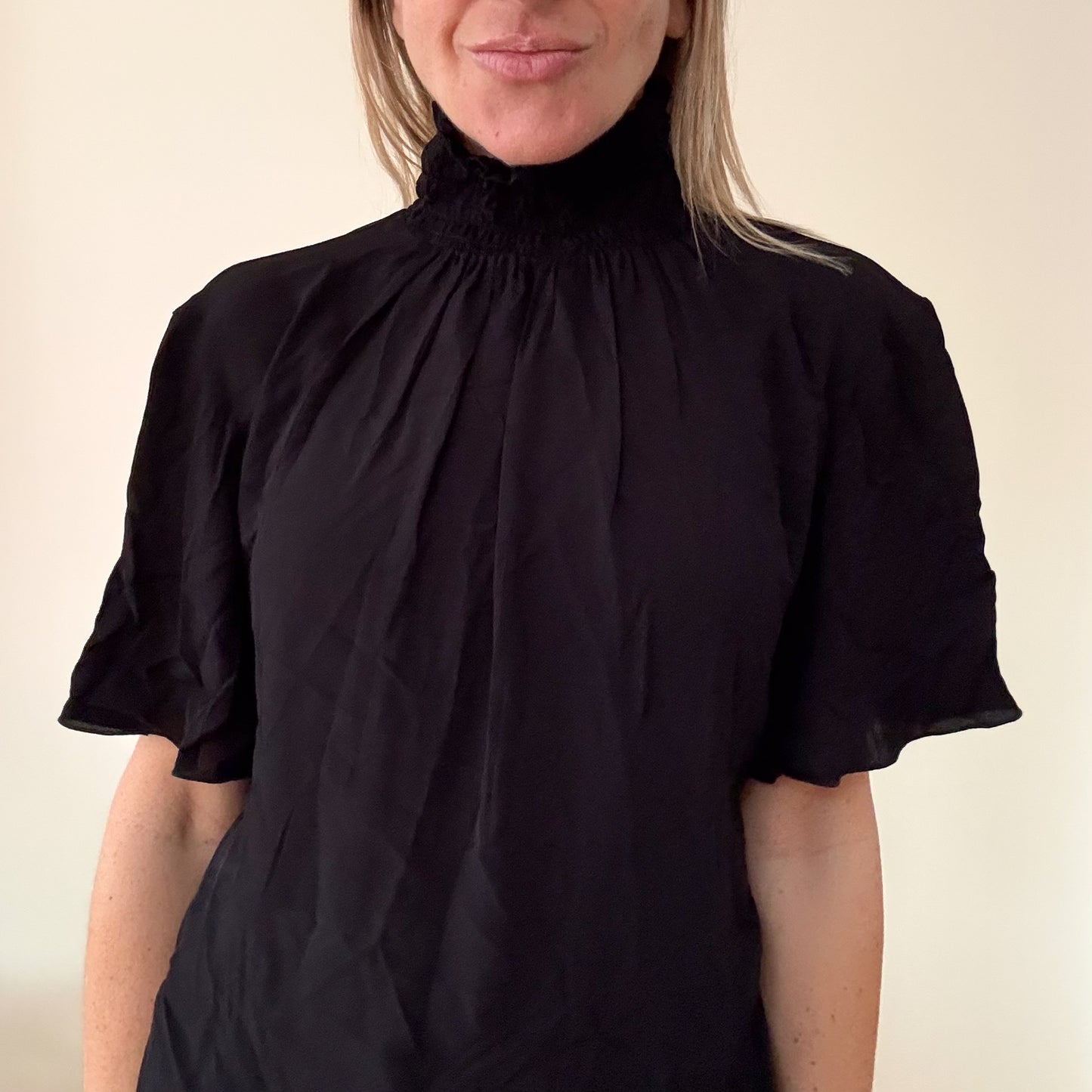 Patrizia Pepe Black High-Neck Blouse - Size 12