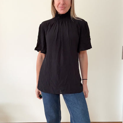 Patrizia Pepe Black High-Neck Blouse - Size 12