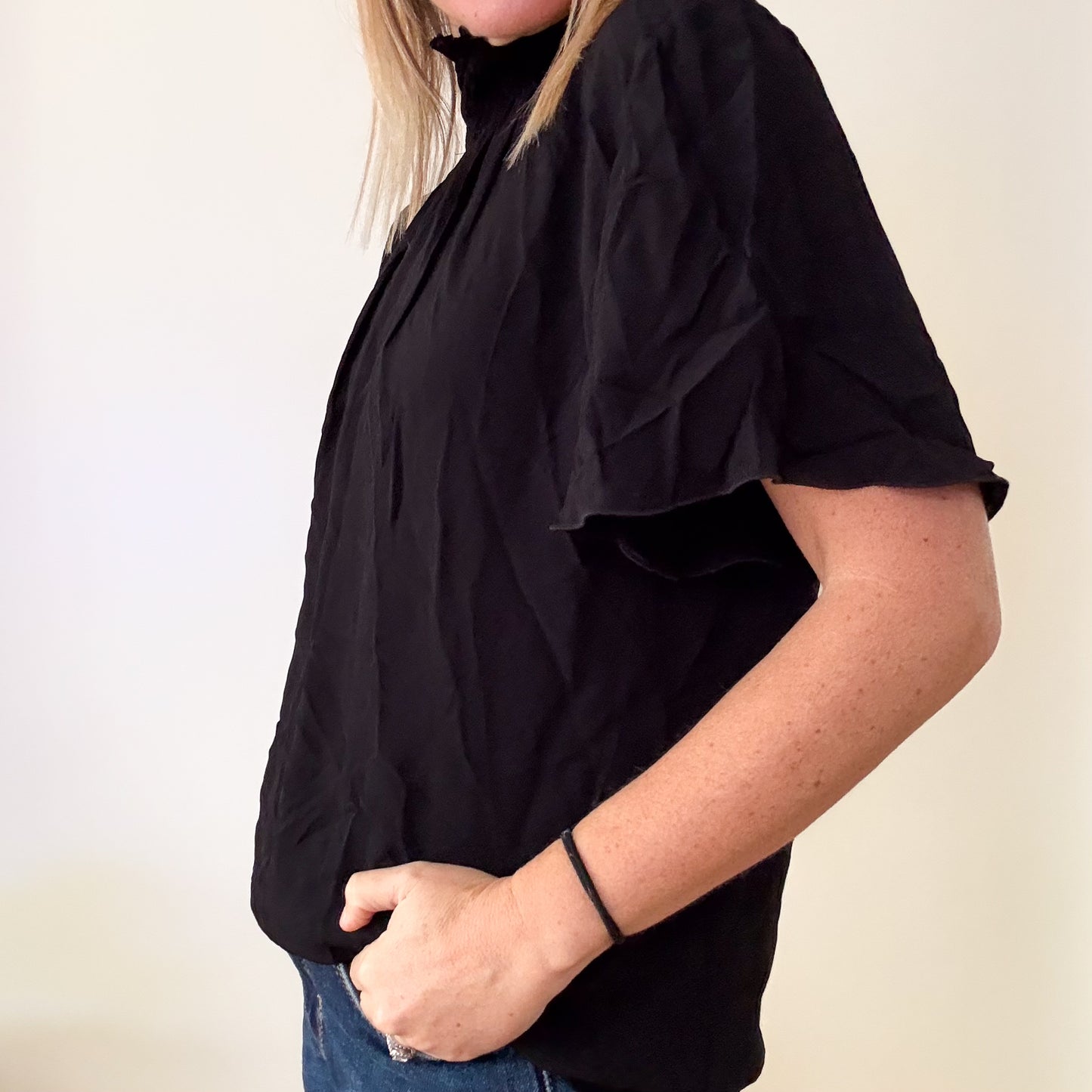 Patrizia Pepe Black High-Neck Blouse - Size 12