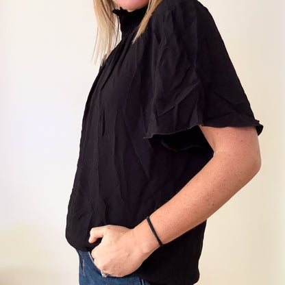 Patrizia Pepe Black High-Neck Blouse - Size 12