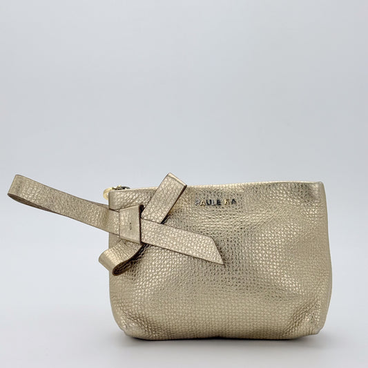 Paule Ka Gold Leather Clutch